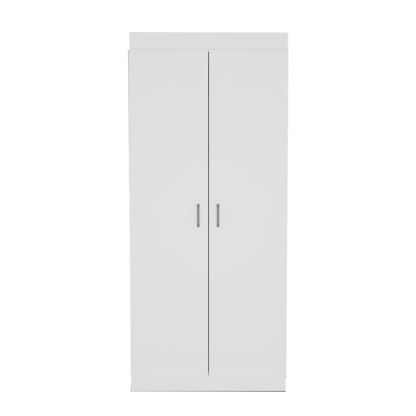English Elm Pantry Orlando White Kitchen Storage Cabinet 63" High, Durable Particle Board, Spacious Shelves B092S00095