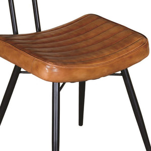 English Elm Camel Tufted Side Chairs Set of 2 in Camel Faux Leather with Black Tapered Metal Legs, Stylish Dining Seat B062P145537