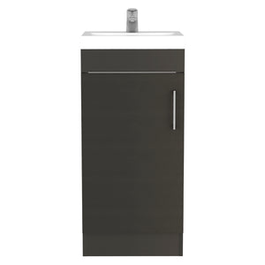 English Elm Bathroom Jozz Vanity Sink Cabinet Black – Compact Particle Board, Metal Handle, Single Door, Shelf, Durable Design B092S00065