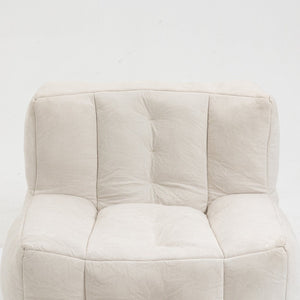 English Elm Fluffy Velvet Bean Bag Lounge Chair with Ottoman Memory Foam Adult Bedroom Seating White W1996131041