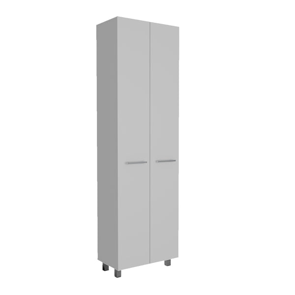English Elm Pantry Cabinet Phoenix White 78" High Kitchen Storage Cabinet with Five 14.5" Shelves & Metal Handles B092S00101