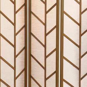 English Elm Walnut Jute & Pine 3-Panel Foldable Screen — Linen Panels, Rustic Privacy Room Divider, 70.25"H (98) B062P145491