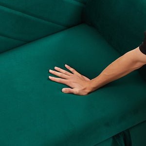 English Elm MH" Velvet Sleeper Sofa Bed with USB Port, 3‑in‑1 Pull-Out Convertible Couch, Removable Pocket Pillows Green W1193137590