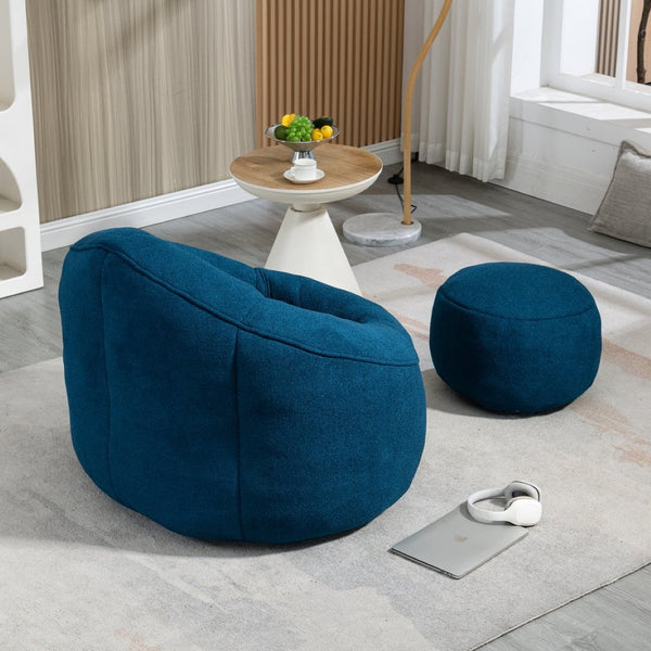 English Elm Bedding Foam Filled Bean Bag Chair with Footrest for Lounge and Reading Rooms W1996130769