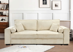 English Elm 91''Large Convertible Sofa Bed with Storage, 3-Seater Sleeper Couch for Small Spaces & Guests Beige W1417S00036