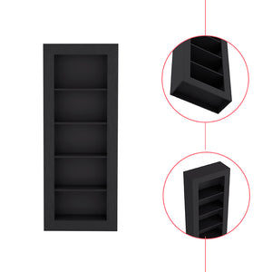 English Elm Bookcase Wray 5-Tier Black Office Shelf - Sturdy Particle Board Display Unit for Books & Decor, 73" tall B092S00161