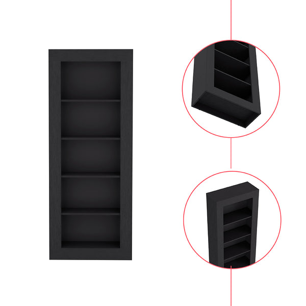 English Elm Bookcase Wray 5-Tier Black Office Shelf - Sturdy Particle Board Display Unit for Books & Decor, 73" tall B092S00161