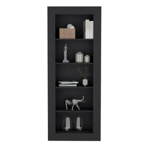 English Elm Bookcase Wray 5-Tier Black Office Shelf - Sturdy Particle Board Display Unit for Books & Decor, 73" tall B092S00161