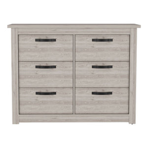 English Elm 6 Drawer Double Dresser Toret Light Gray – Spacious 6-Drawer Bedroom Chest, Durable Particleboard, Metal Hardware B092S00131
