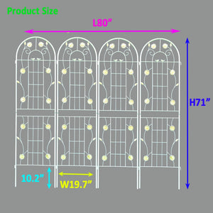 English Elm 4 Pack Ornamental Steel Garden Trellises Rustproof Climbing Plant Outdoor Support Panels Cream White W1586135958