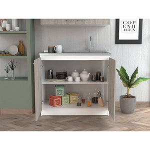 English Elm Utility Sink Cabinet Stainless Steel Basin Freestanding Farmhouse Storage Unit B092S00130