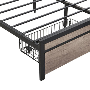 English Elm Queen Upholstered Platform Bed Steel Frame Usb Charging Under Bed Storage Modern W311133402