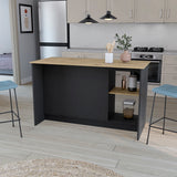 English Elm Kitchen Island Padua, Kitchen, Black / Macadamia