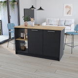 English Elm Kitchen Island Padua, Kitchen, Black / Macadamia