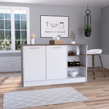 English Elm Kitchen Island Teramo, Kitchen, White / Dark Brown