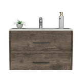 English Elm Wall Mounted Bathroom Vanity Alma, Bathroom, Dark Brown / White