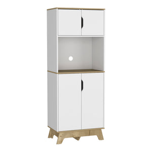 English Elm Microwave Tall Cabinet Wallas in Light Oak White Finish with Top & Bottom Doors, Counter Space Durable Particleboard Storage for Kitchen (35x20x6) B092S00137