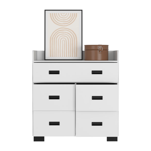 English Elm Dresser Wuuman White 5-Drawer Particle Board Chest 33.5"W x 15.7"D x 35.4"H Durable Storage B092S00146
