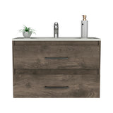 English Elm Wall Mounted Bathroom Vanity Alma, Bathroom, Dark Brown / White