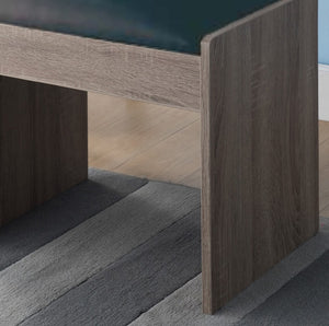 English Elm Vanity Dark Brown Cushioned Stool with Vinyl Seat, Easy-Clean Black Cushion, Taupe Legs Finish, Compact Design for Dressing Room Comfort and Style B107131432