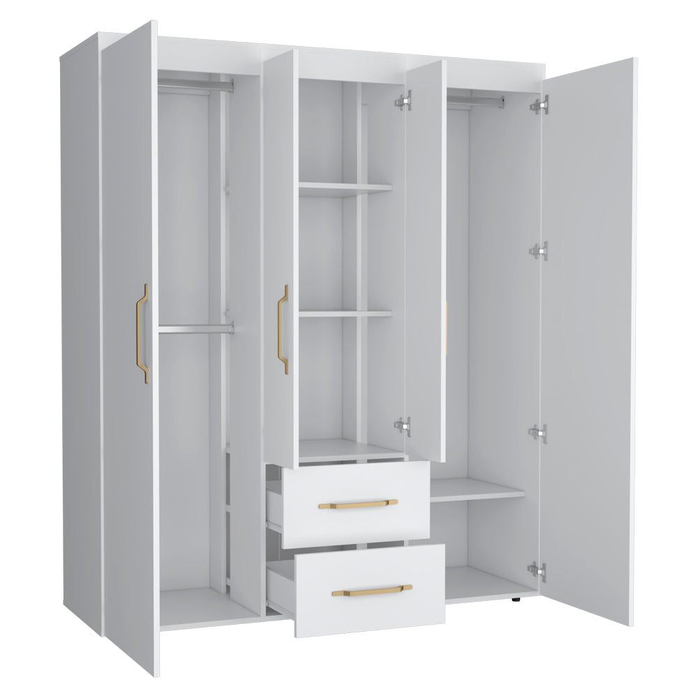 English Elm Armoire Elma White Bedroom Wardrobe with Drawer, 2 Rods & 3 Shelves, Six-Leg Stability, Space-Saving B092S00175