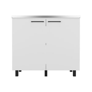 English Elm Utility Sink Cabinet Stainless Steel Basin Freestanding Farmhouse Storage Unit B092S00151