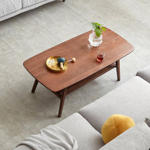 English Elm Center Table Solid Oak Wood Coffee Table With Two-Tier Storage, Walnut Finish, Easy Assembly, 80 Cm W1283P146707