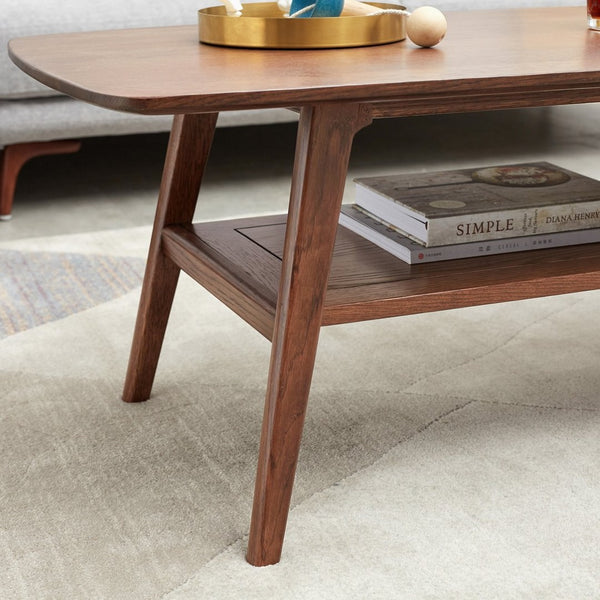 English Elm Center Solid Oak Two Tier Coffee Table Walnut Finish Natural Wood Living Room W1283P146706