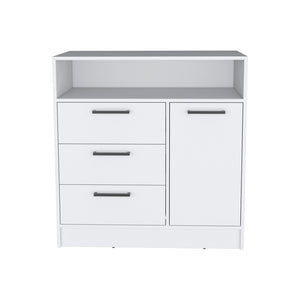 English Elm Drawer Torrey 3-Drawer Dresser with Cabinet in White — Spacious, Smooth-Sliding Storage, Stylish Pulls, Durable Crafted Wood B092S00168