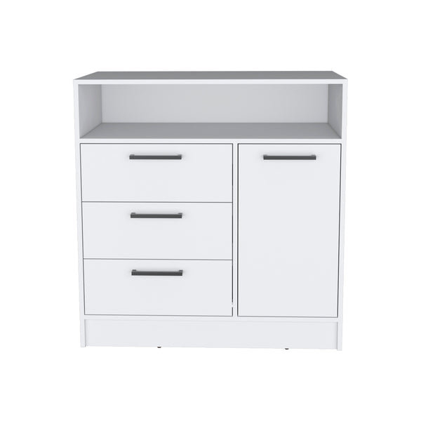 English Elm Drawer Torrey 3-Drawer Dresser with Cabinet in White — Spacious, Smooth-Sliding Storage, Stylish Pulls, Durable Crafted Wood B092S00168