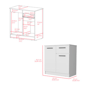 English Elm Dresser Carlin Dual-Purpose White TV Stand & Storage, Durable Manufactured Wood, Sleek Modern Design B092S00153