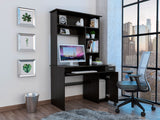 Black Office Computer Desk with Hutch, 5 Shelves, Spacious Design, 22.9