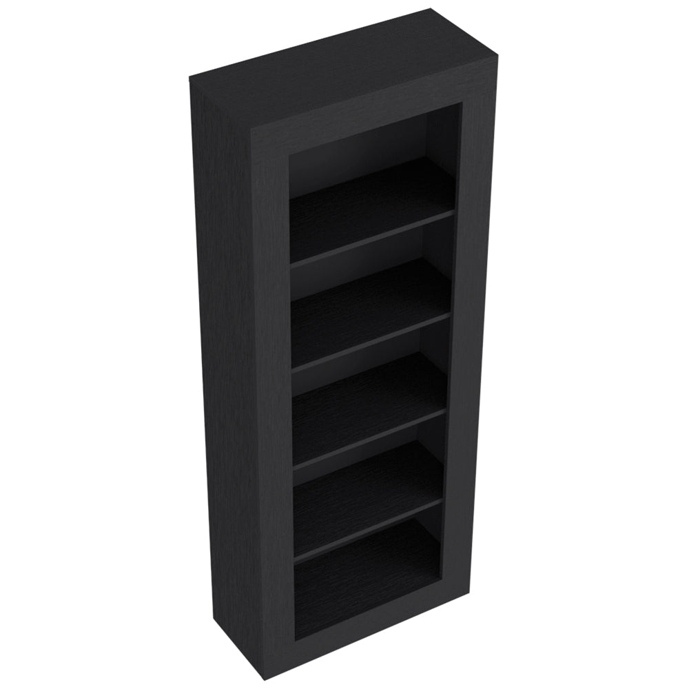 English Elm Bookcase Wray 5-Tier Black Office Shelf - Sturdy Particle Board Display Unit for Books & Decor, 73" tall B092S00161