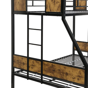 English Elm Twin Over Full Steel Bunk Bed with Dual Ladders Guardrail and Under Bed Storage W311133413
