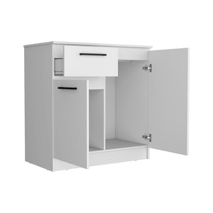 English Elm Dresser Carlin Dual-Purpose White TV Stand & Storage, Durable Manufactured Wood, Sleek Modern Design B092S00153