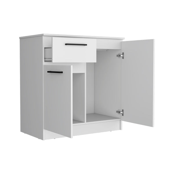 English Elm Dresser Carlin Dual-Purpose White TV Stand & Storage, Durable Manufactured Wood, Sleek Modern Design B092S00153