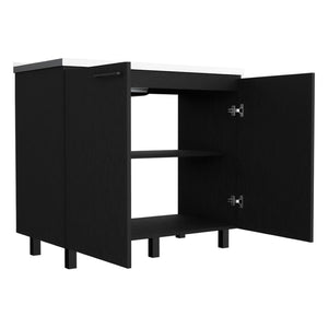 English Elm Utility Sink Cabinet Stainless Steel Basin Freestanding Farmhouse Storage Unit B092S00152