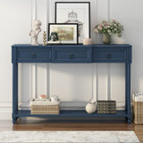 Trexm Console Table with Drawers for Entryway, Long Shelf (Antique Navy)