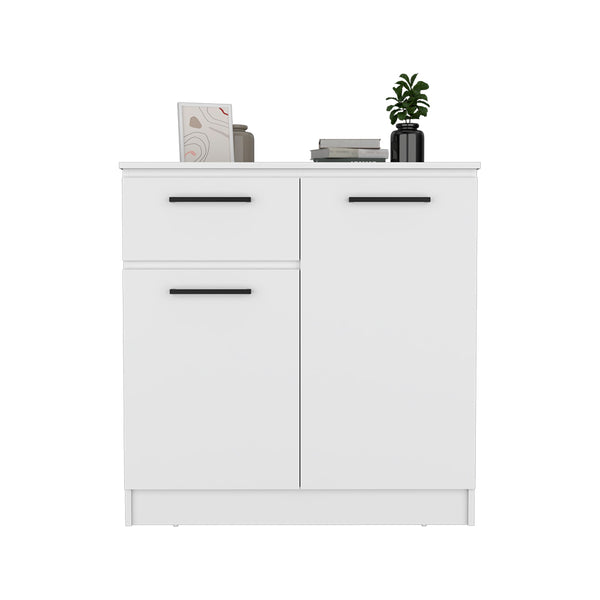 English Elm Dresser Carlin Dual-Purpose White TV Stand & Storage, Durable Manufactured Wood, Sleek Modern Design B092S00153