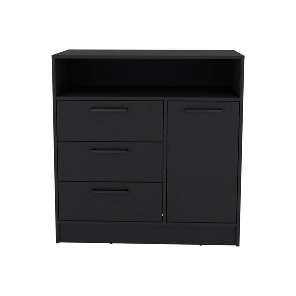 English Elm Drawer Dresser Torrey Black – 3-Drawer + Cabinet Storage, Smooth-Slide Drawers, Stylish Handles, Durable Particleboard B092S00167