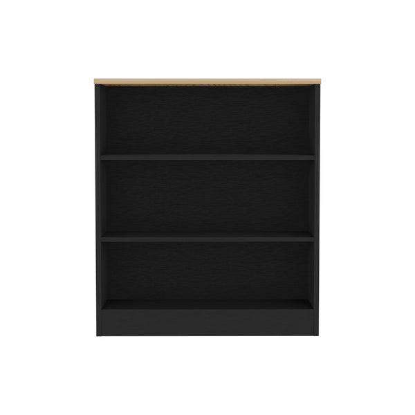 English Elm Kitchen Counter Dining Table Toledo - Black/Pine Modern Compact 3-Shelf Countertop 36.2" x36.2" Durable Design B092S00129