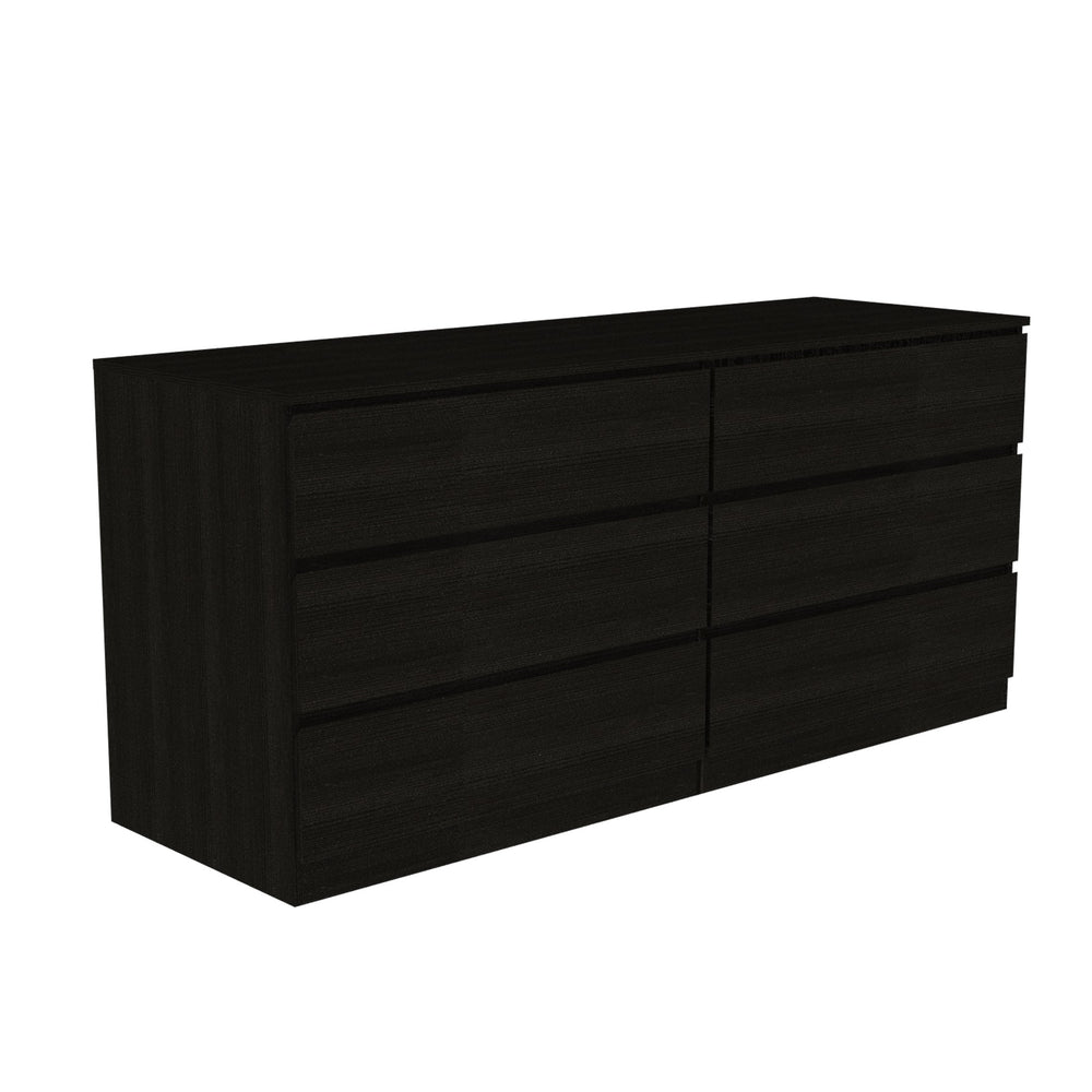 English Elm 6 Drawer Double Dresser Tronx Black – 60.4" Wide, Six Smooth Metal-Rail Drawers, Durable Particleboard Finish B092S00133