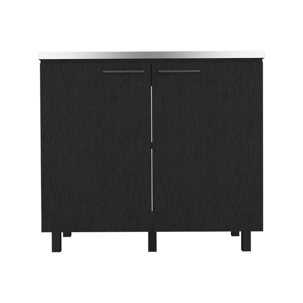 English Elm Utility Sink Cabinet Stainless Steel Basin Freestanding Farmhouse Storage Unit B092S00152