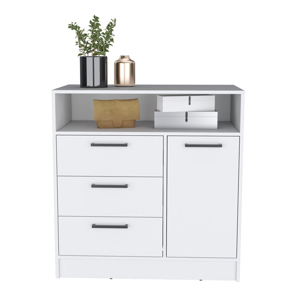 English Elm Drawer Torrey 3-Drawer Dresser with Cabinet in White — Spacious, Smooth-Sliding Storage, Stylish Pulls, Durable Crafted Wood B092S00168