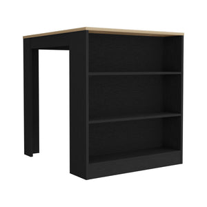 English Elm Kitchen Counter Dining Table Toledo - Black/Pine Modern Compact 3-Shelf Countertop 36.2" x36.2" Durable Design B092S00129