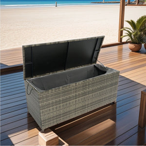 English Elm Outdoor 113 Gallon Wicker Storage Chest with Removable Water-Resistant Liner for Patio & Pool W329138976