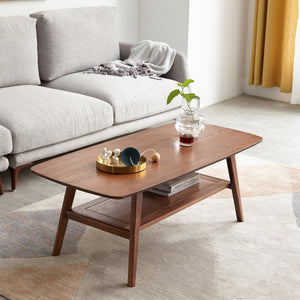 English Elm Center Solid Oak Two Tier Coffee Table Walnut Finish Natural Wood Living Room W1283P146706