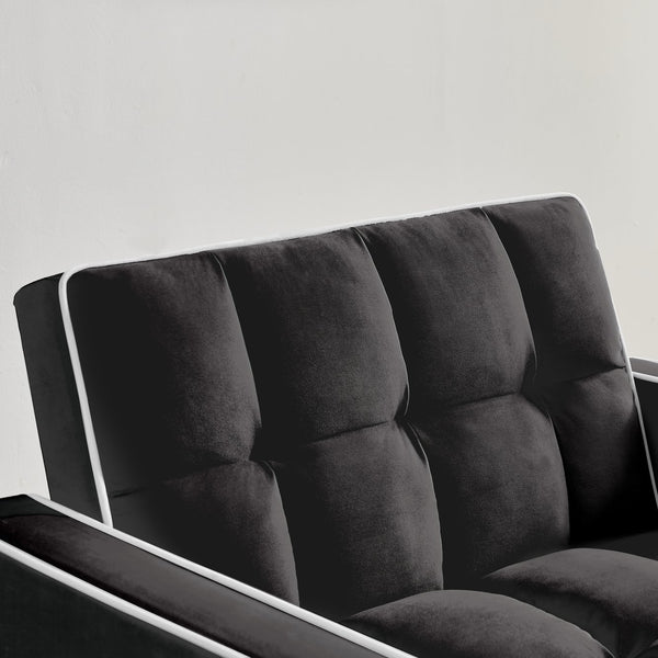 English Elm Three-in-one velvet sofa bed chair convertible recliner ottoman sleeper with tufted luxury comfort and support Black W1359137373