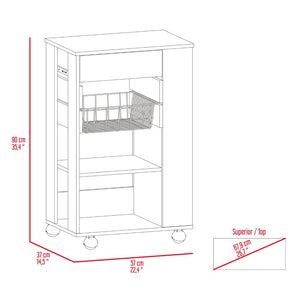 English Elm Kitchen Cart Sonex White & Light Oak — Mobile Kitchen Storage with Drawer, Two Shelves, Rack, Casters, Durable Particleboard (16x14x5) B092S00125