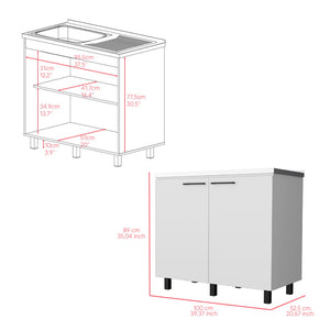 English Elm Utility Sink Cabinet Stainless Steel Basin Freestanding Farmhouse Storage Unit B092S00151